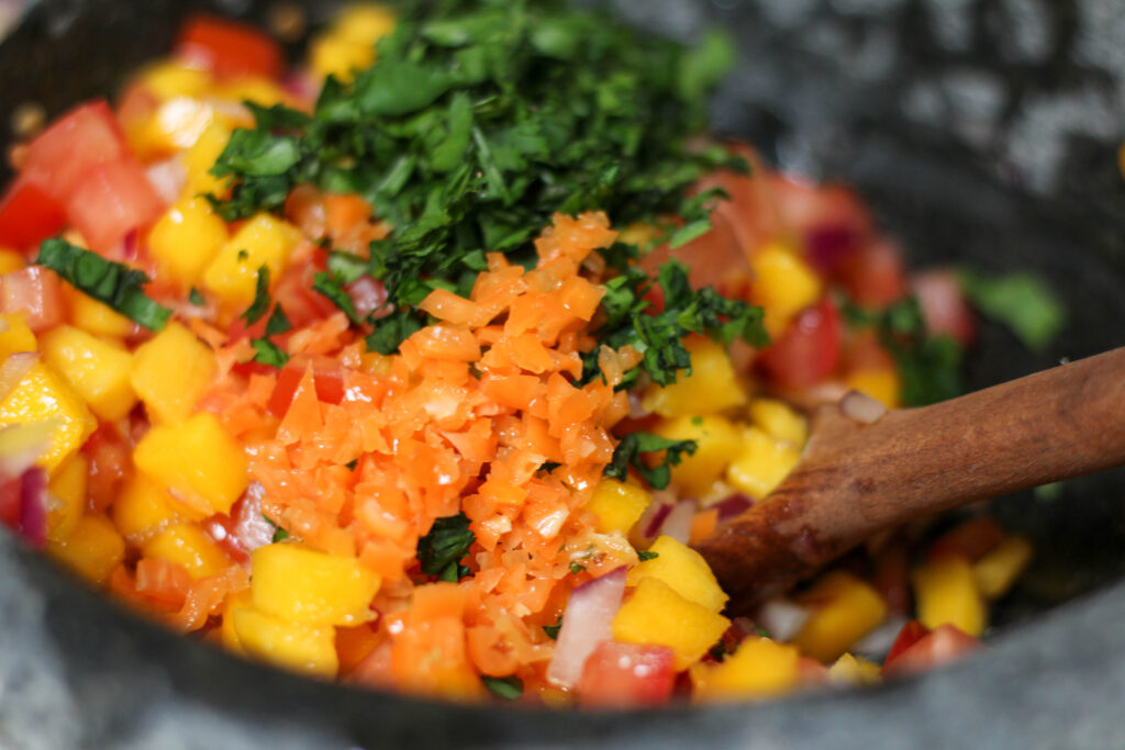 Mango and habanero salsa before mixing